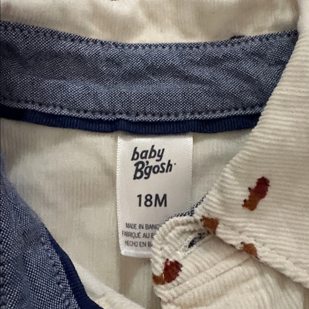 OshKosh B'gosh Blue Denim Overalls with Cream Shirt‎